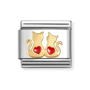 Classic Gold & Enamel Heart Cat Charm