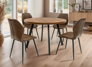 Panama Dark Oak Round Dining Sets W/Four Fontana Chairs