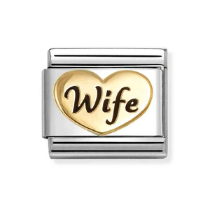 Classic Gold & Enamel Wife Heart Charm