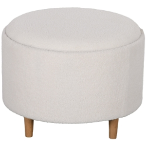 HOMCOM Puffs Taburete acolchonado Felpa de peluche almacenamiento oculto tapa reversible 56x56x42 cm Blanco