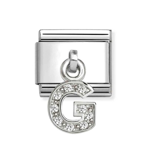 Classic Silver Letter G Zirconia Pendant Charm