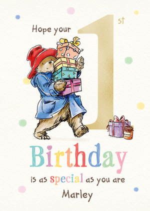Paddington Bear Traditional First Birthday Card