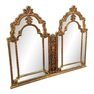 Vintage Double Arch Shell Gilt Mirror