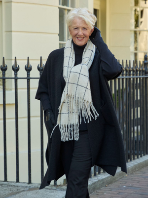 Fine Checked Winter Scarf - Cream