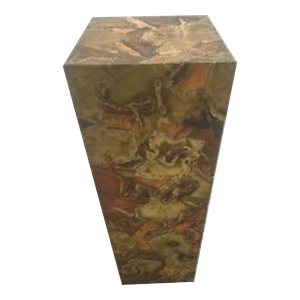 Hammered Copper and Brass Patchwork Pedestal in the Styling of Paul Evans