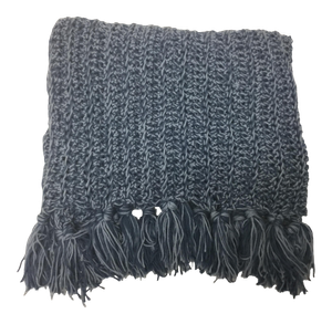 Vintage Americana Folk Art Hand Knit Blue Throw