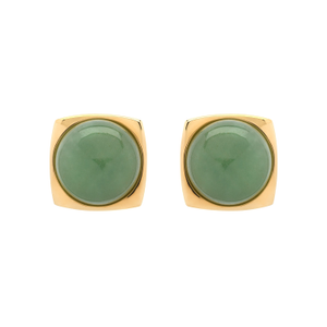 Aventurine & Gold Clip Earrings