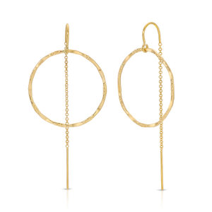 Medium Filigree Hoop Threader Earrings - Gold-Filled - Twenty Six Millimeters