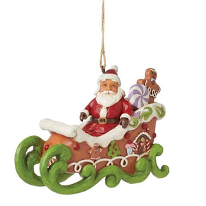 Heartwood Creek - Gingerbread Santa Sleigh Ornament