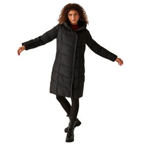 Regatta Womens Nurie Longline Hooded Padded Jacket - 18 / Black
