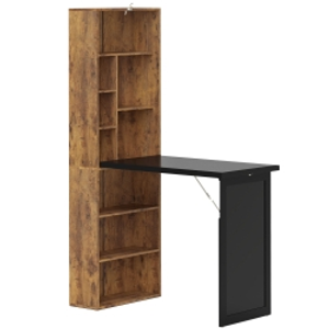 HOMCOM Escritorio de ordenador plegable con biblioteca, escritorio de trabajo, pizarra y estante ajustable, 98x51x153cm, marrón