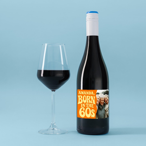 Personalised Photo Born In The 60's Merlot 75cl