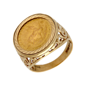 Pre-Owned 1985 1/10 Krugerrand Coin In 9ct Gold Ring Mount