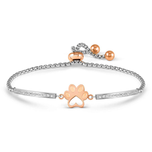 Milleluci Rose Gold Plated Steel & Zirconia Dog Footprint Bracelet