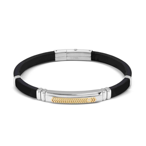 City Energy Steel, Rubber & Zirconia Yellow Detail Bracelet