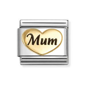 Classic Gold & Enamel Mum Heart Charm