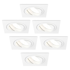 Dimmbare LED Einbaustrahler Weiß - Sevilla - 3W - 2700K - 92mm - Quadrat - 6 Pack