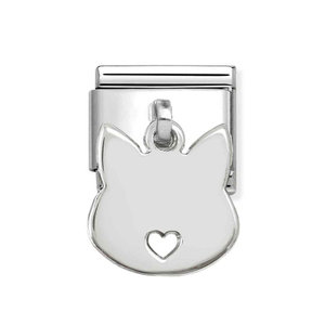 Classic Silver Cat Face Pendant Charm