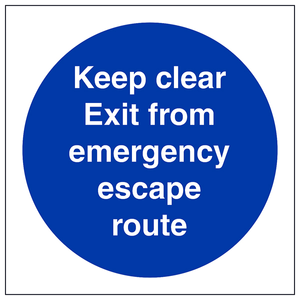 Keep Clear Exit Emergency Escape 300 x 300 mm - Self Adhesive Vinyl