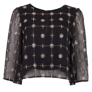 Cabaret Cameo Black Silver Sequin Liza Top (L)