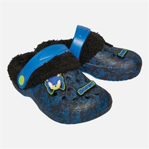 Sonic Infant Boys Lennox Badge Fur Lined Clogs Black/Blue