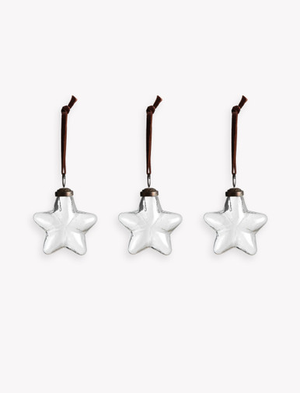 Luxley Christmas Star Baubles Set of 3 Clear
