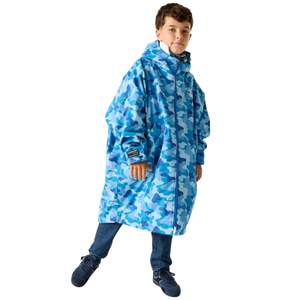 Regatta Kids Spirit Of Adventure Waterproof Changing Robe - 5 - 9 Yrs / Lake Blue Camo