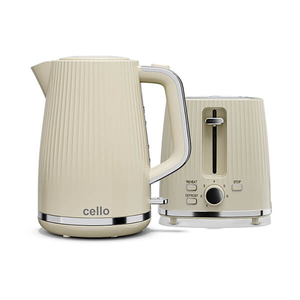 Cello Aria Vanilla Cream 2 Slot Toaster & Kettle