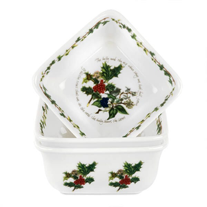 Portmeirion The Holly & The Ivy Set Of 3 Square Mini Dishes