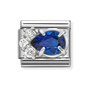 Classic Silver & Blue Zirconia Teardrop Charm