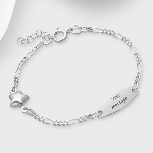 Signature Children's Silver Star & Engravable Tag Bracelet