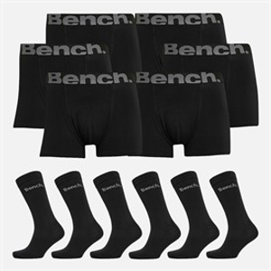 Bench Mens Zestal Six Pack Boxers And Six Pack Socks Gift Set Black
