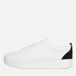 FitFlop Womens Rally Crystal Back Tab Trainers Urban White/Black