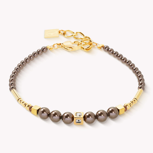 Elegance Pearl Gold Plated Bracelet Brown Crystal Pearls