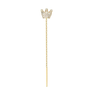 Fairy Icons Gold Plated Glitter Crown Chain Single Stud Earring