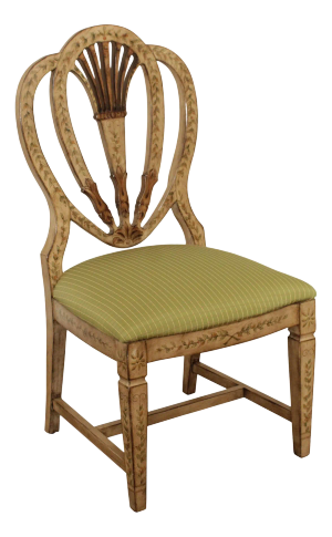 Lane Hepplewhite Style Paint Decorated Shied Back Side Chair