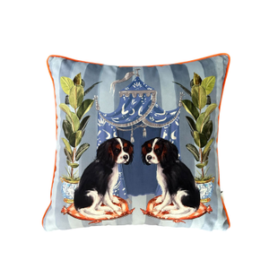 Animal Print Throw Pillow Cover - Stylish Puppy Dog - King Charles (XL)