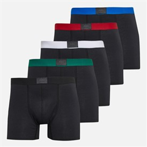 Avant Garde Mens Stripe Five Pack Boxers Black And Red/Black/Black And Green/Black And White/Black And Blue