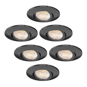 6x LED Einbaustrahler Schwarz - IP65 - 4W - CCT - 5 Jahre Garantie - Geeignet für das Badezimmer