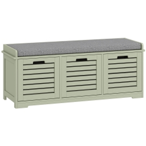 HOMCOM 3-Drawer Shoe Storage Bench with 160kg Capacity & 3 fully pull-out drawers - Green