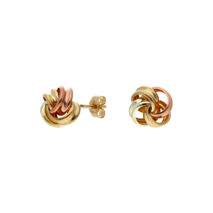 Pre-Owned 9ct Yellow Rose & White Gold Knot Stud Earrings