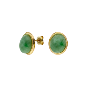 Pre-Owned 14ct Yellow Gold Jade Stud Earrings