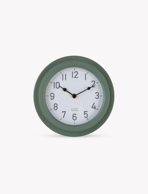 Tenby Clock 22cm - Steel, Thistle Green
