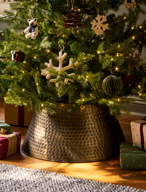 Hinksey Christmas Hammered Tree Skirt 2 Parts - Steel, Antique Brass Finish