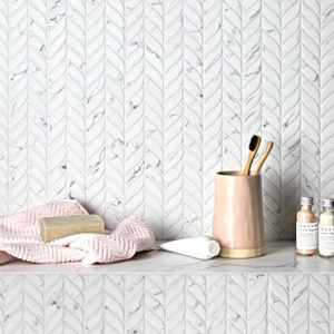 Malmo Willow Leaf White Mosaic Wall & Floor Tile
