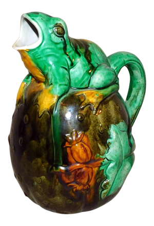 Portuguese Majolica Frog Pitcher
