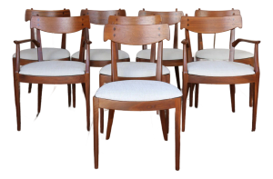 Mid Century Set of Eight Dining Chairs by Kipp Stewart for Drexel "Declaration"