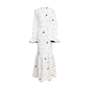 Floral Long Sleeve Maxi Dress In White: Dancing Romance (L)