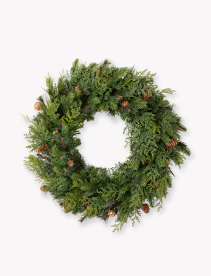 Cypress Christmas Wreath D60cm - Pu, Green