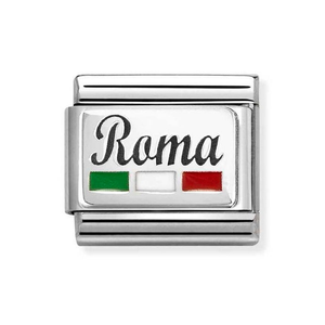 Classic Silver Roma & Flag Charm